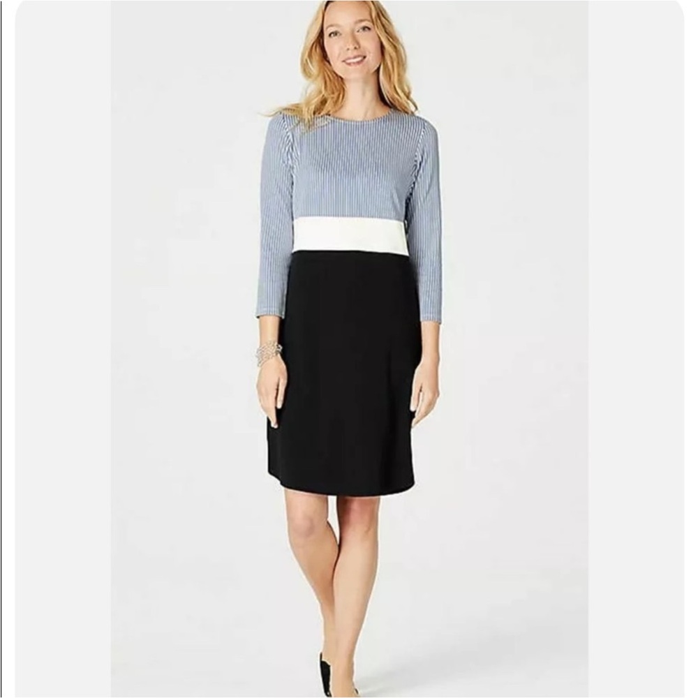 J. Jill Striped Color Block Shift Dress